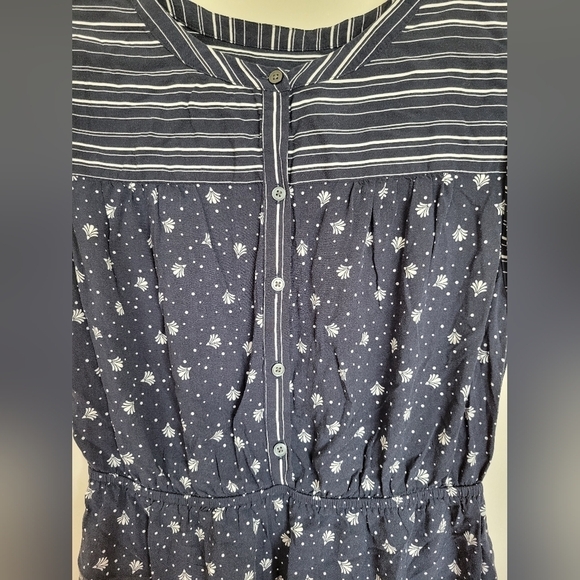 Loft Outlet Women's Navy Blue and White Button-Up Dress Size Small Petite - Picture 3 of 6